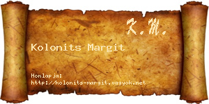 Kolonits Margit névjegykártya